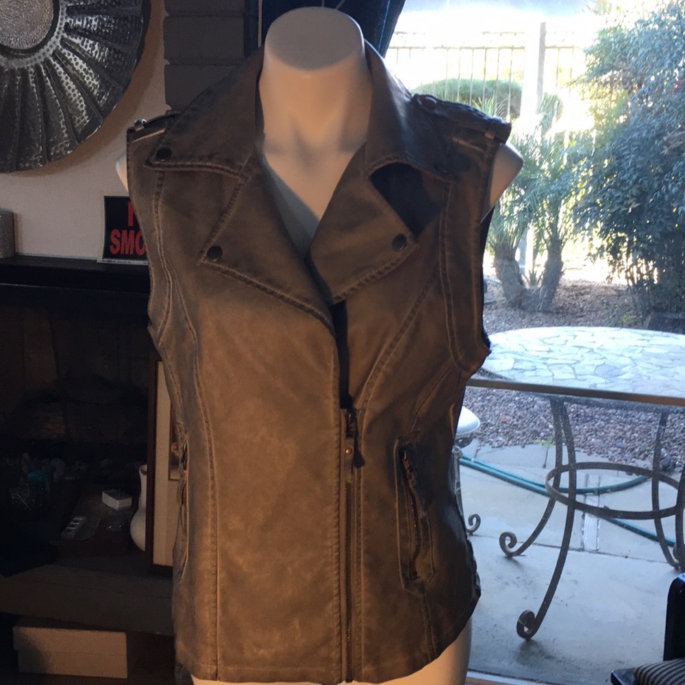 Faux Leather Moto Vest